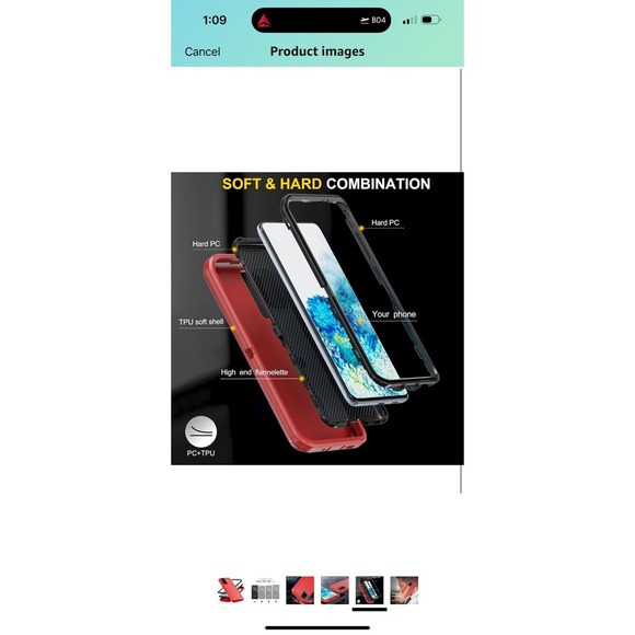 Heavy Duty Shockproof Phone Case Cover for Galaxy S20+ Plus 5G Red - Picture 4 of 9